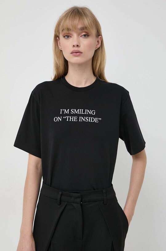 Бавовняна футболка Victoria Beckham чорний 1323JTS004932A