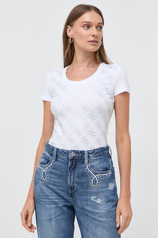 Μπλουζάκι Guess λευκό W3BI53.J1314