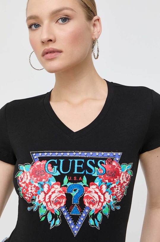 Μπλουζάκι Guess μαύρο W3BI56.J1314