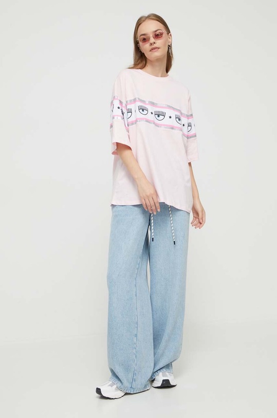 Βαμβακερό μπλουζάκι Chiara Ferragni 75CBHF01 ροζ AW23