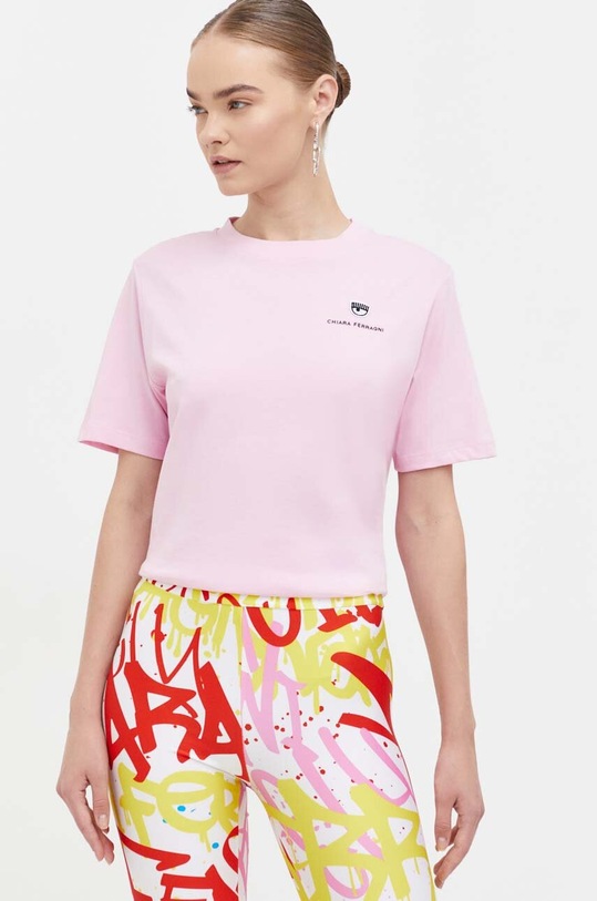 Chiara Ferragni t-shirt in cotone applique rosa 75CBHT01