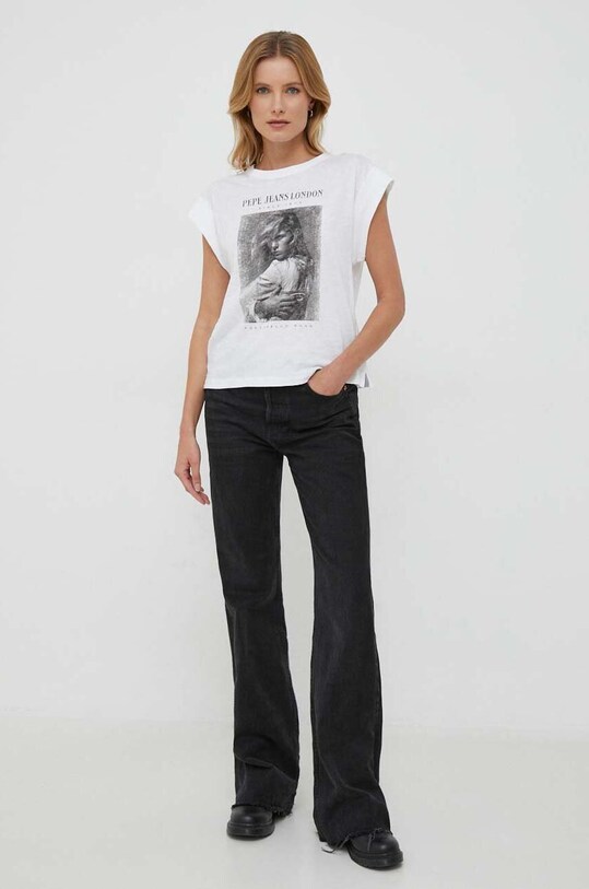 Pepe Jeans t-shirt bawełniany PL505668.800 biały AW23