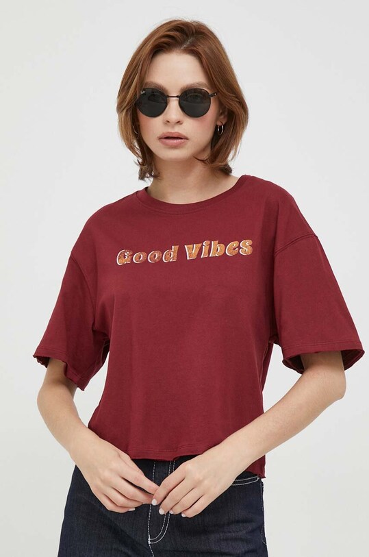 Pepe Jeans t-shirt bawełniany bordowy PL505693.299