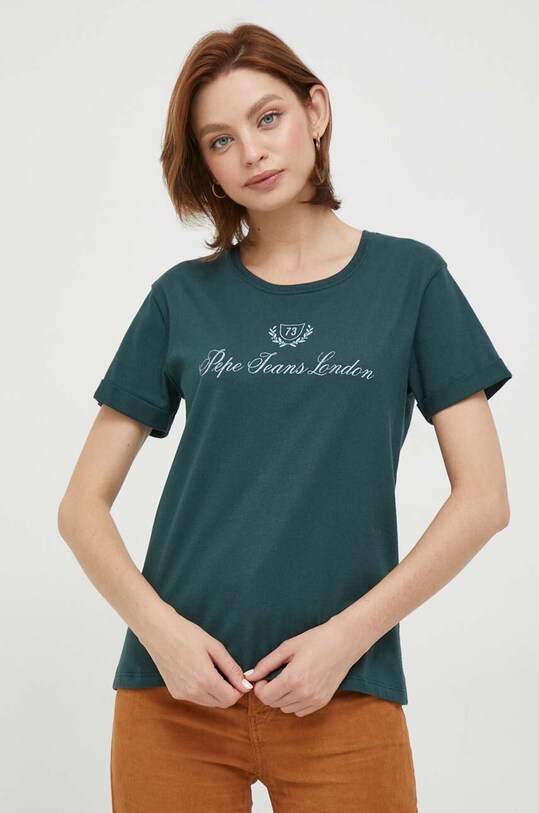 Pepe Jeans tricou din bumbac VIVIAN verde PL505706.692
