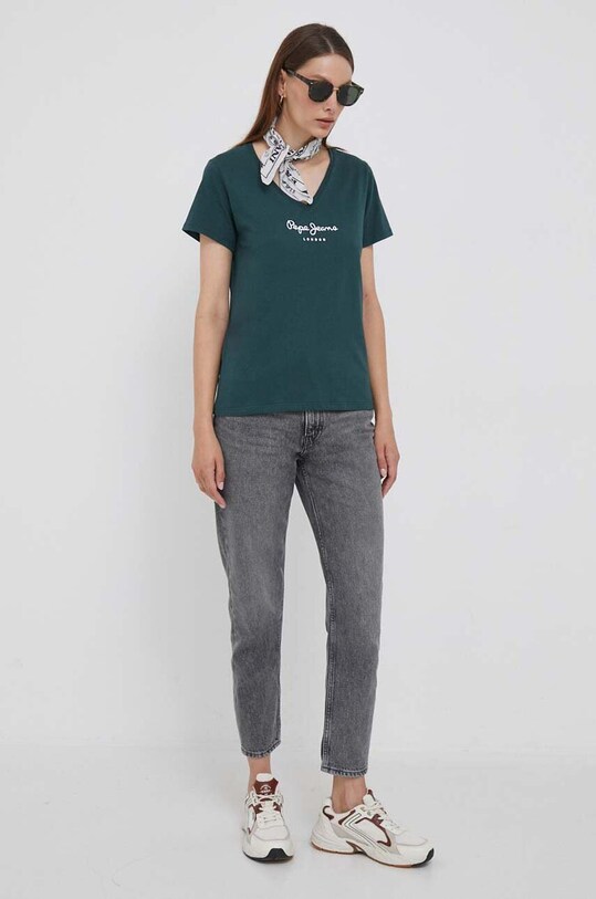 Pepe Jeans t-shirt bawełniany PL505709.692 zielony AW23