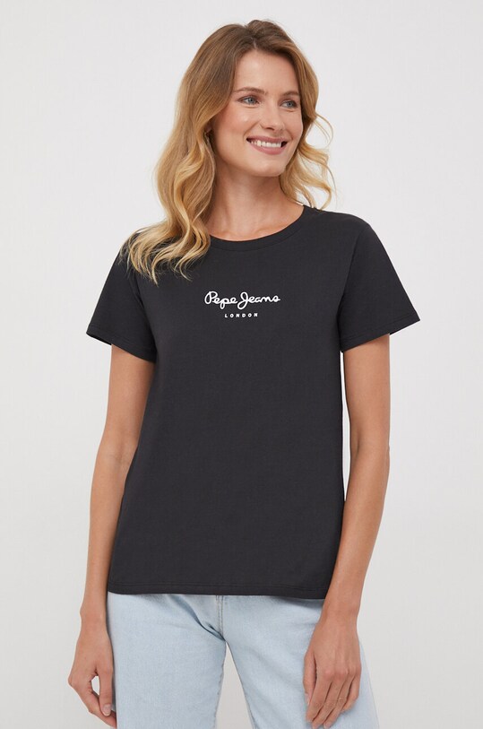 Pepe Jeans tricou din bumbac print negru PL505710.999