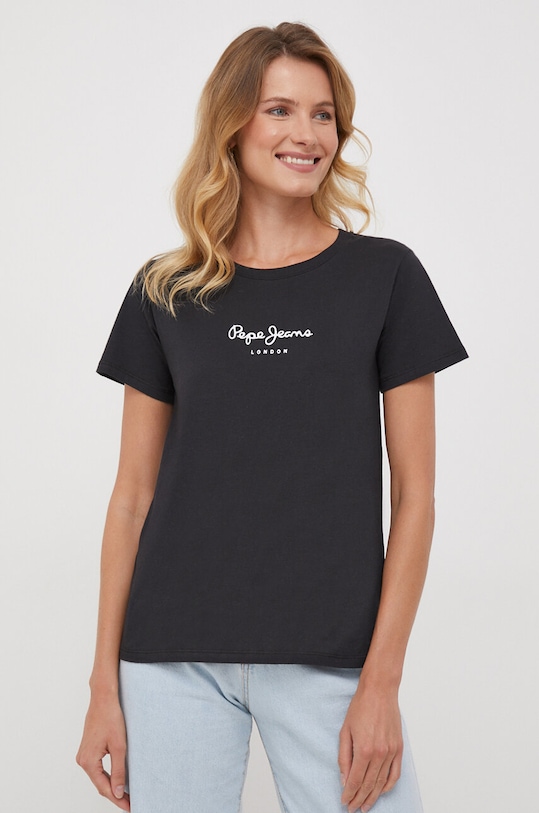 Pepe Jeans tricou din bumbac print negru PL505710.999