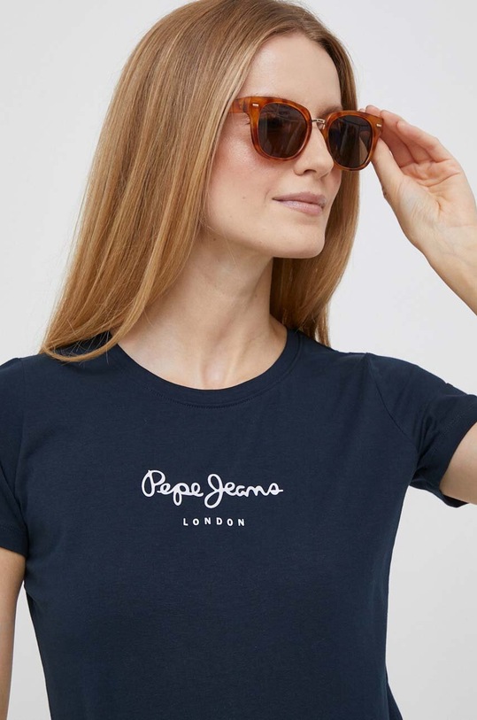Pepe Jeans t-shirt z elastanem granatowy PL505202.594
