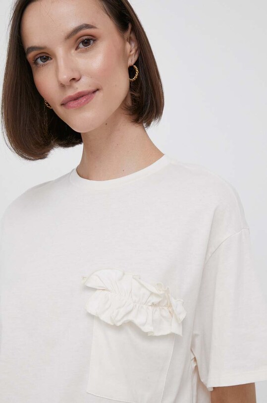 United Colors of Benetton t-shirt bawełniany beżowy 3096D105P.0R2