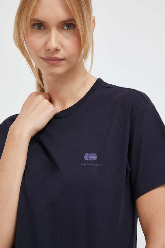 Pamučna majica Napapijri S-Nina bez uzorka mornarsko plava NP0A4H871761