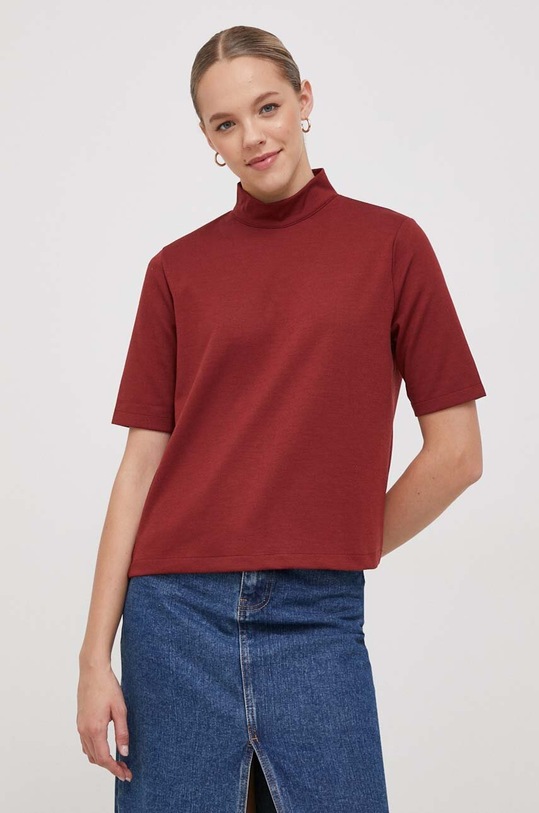 United Colors of Benetton t-shirt z elastanem bordowy 3SU2D105V.1G2