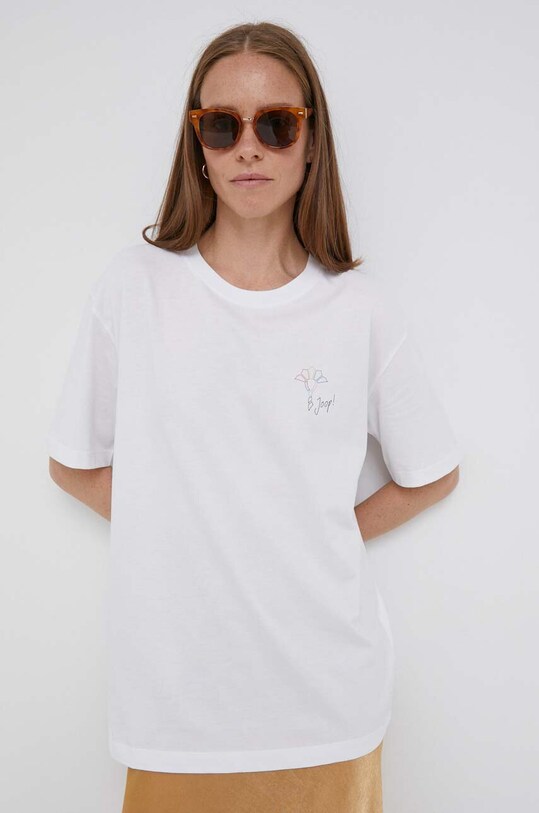 Joop! t-shirt bawełniany nadruk biały 30039829