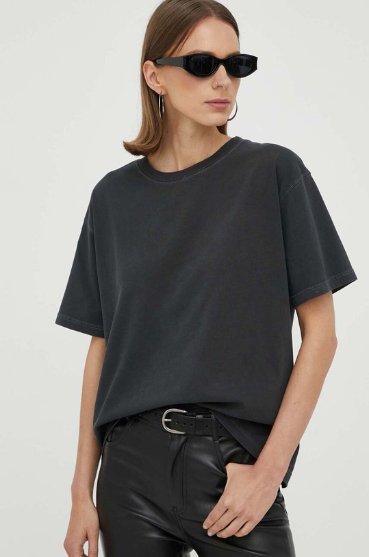 Bavlnené tričko American Vintage T-SHIRT DROIT MC COL ROND FIZ02AH23 sivá AW23