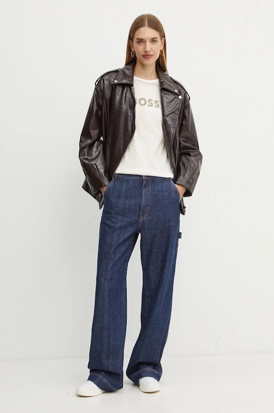 BOSS Orange tricou din bumbac BOSS ORANGE 50501139 bej AW25