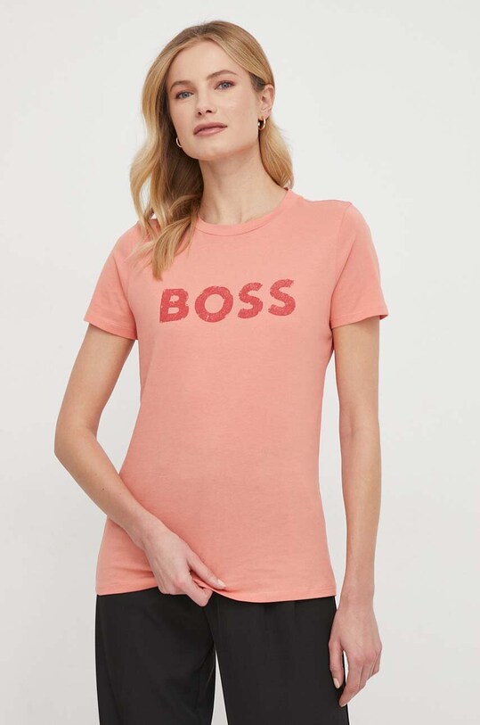 BOSS Orange tricou din bumbac BOSS ORANGE print portocaliu 50501139
