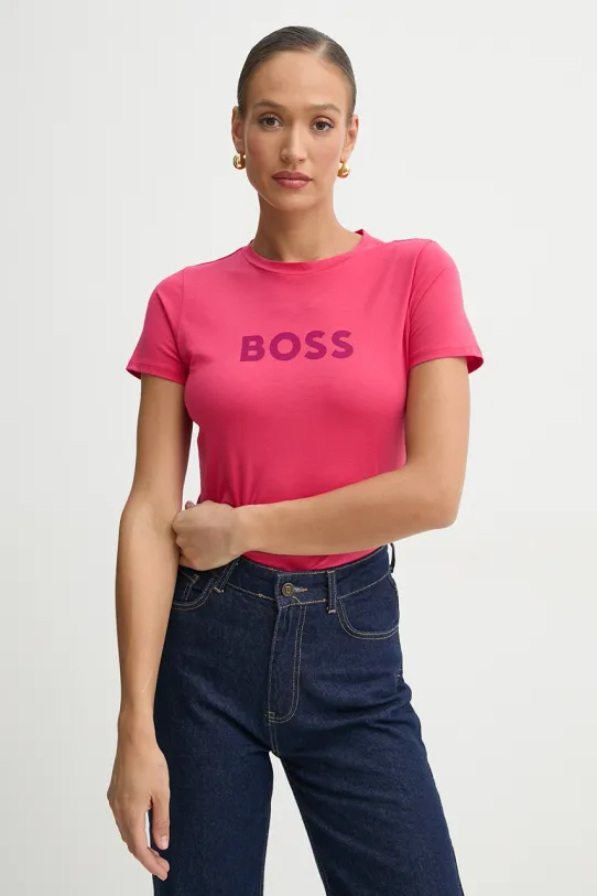 BOSS Orange t-shirt bawełniany BOSS ORANGE nadruk różowy 50501139