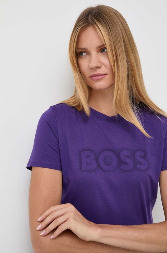 Ρούχα Βαμβακερό μπλουζάκι Boss Orange BOSS ORANGE 50501139 μωβ