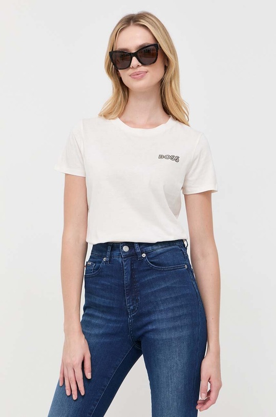 BOSS t-shirt bawełniany x Alica Schmidt beżowy 50503301