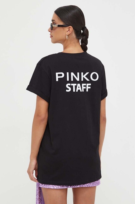 Pinko t-shirt bawełniany nadruk czarny 102346.A1CY