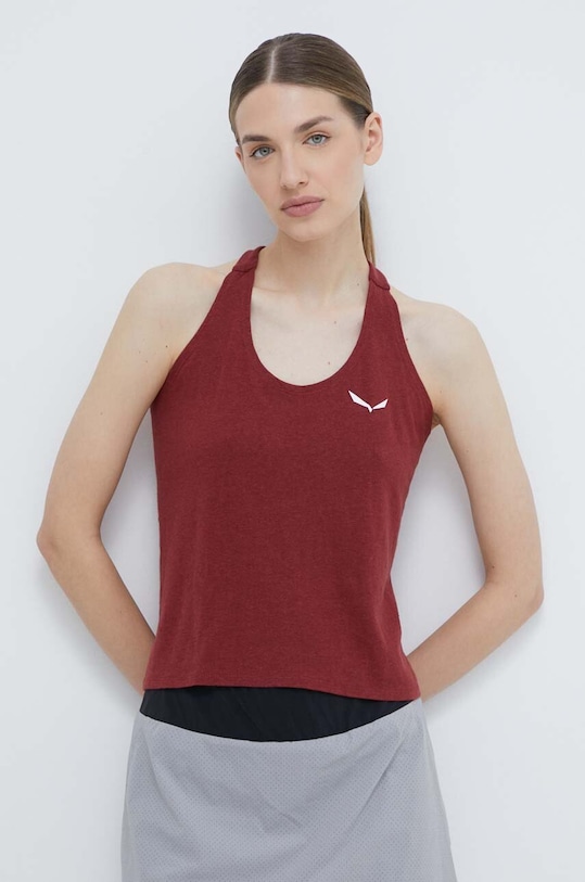 Salewa top sportowy Lavaredo Hemp Cropped regular bordowy 00.0000028369