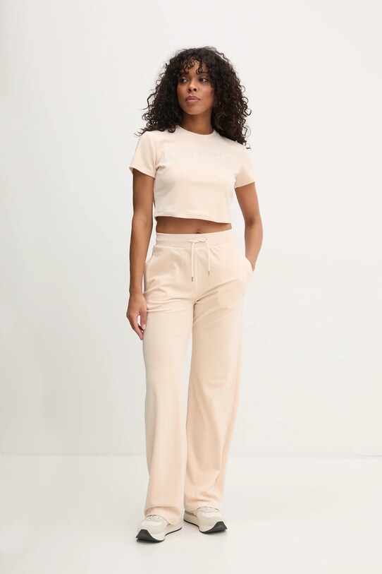 Футболка из велюра Guess COUTURE V3BI01.KBXI2 бежевый AW24