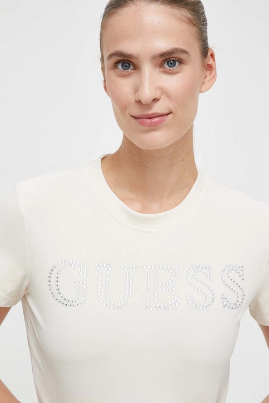 Guess tricou din velur COUTURE V3BI01.KBXI2 bej