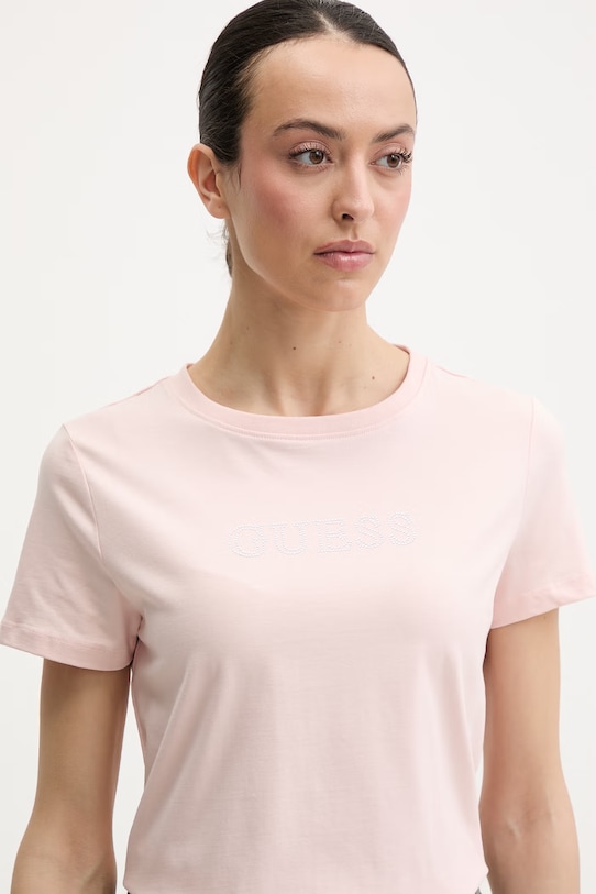 Guess za žene od pamuka s elastanom BRIANA roza V3BI11.J1314