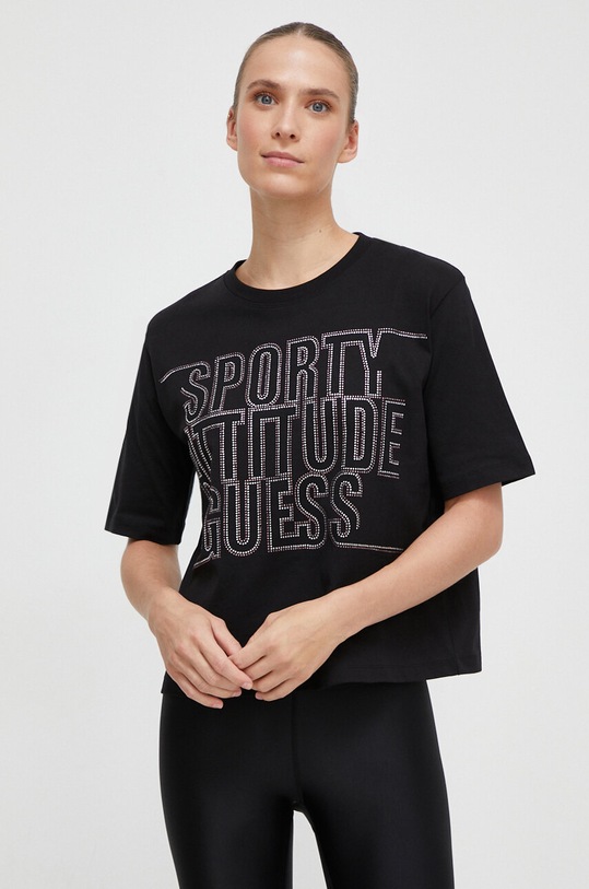 Guess t-shirt bawełniany regular czarny V3BI14.I3Z14