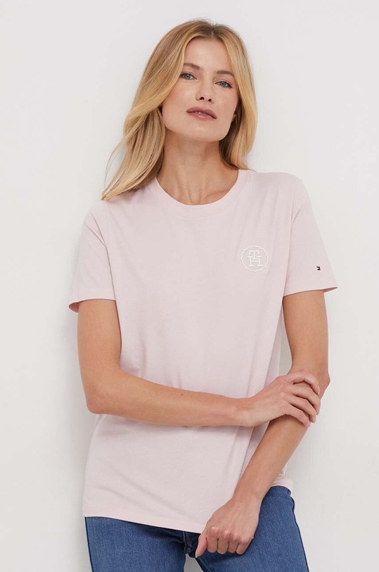 Tommy Hilfiger t-shirt WW0WW40273 różowy AW23