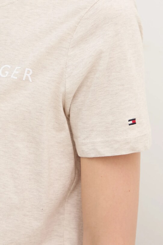 Бавовняна футболка Tommy Hilfiger WW0WW40276 бежевий