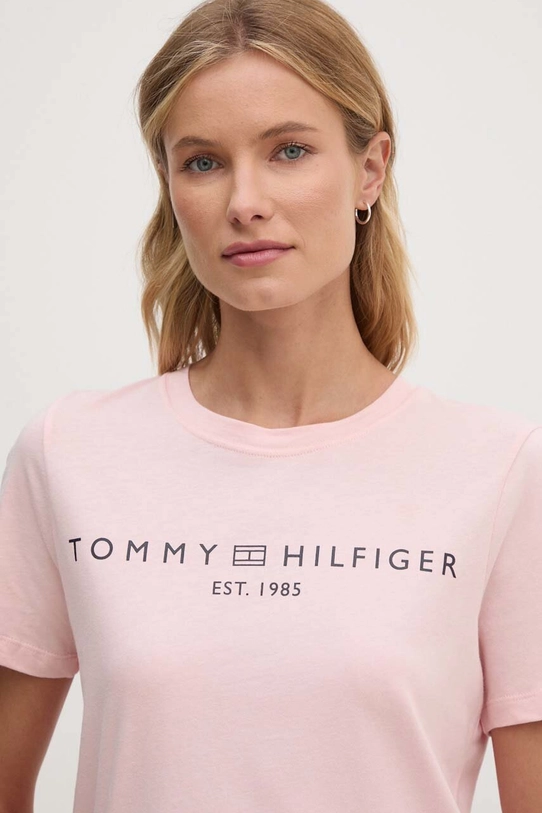 Одяг Бавовняна футболка Tommy Hilfiger WW0WW40276 рожевий