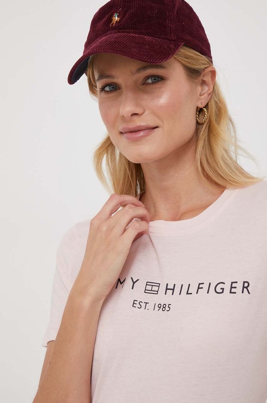 Bavlnené tričko Tommy Hilfiger ružová WW0WW40276