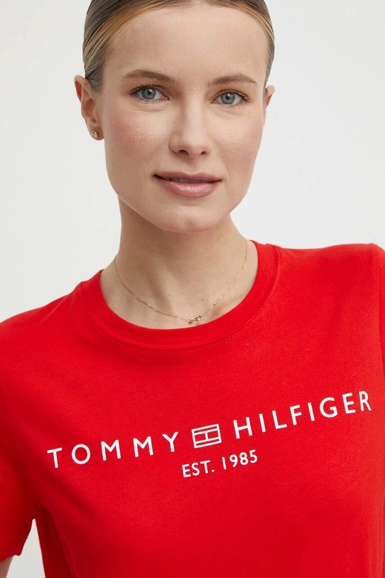 Îmbrăcăminte Tommy Hilfiger tricou din bumbac WW0WW40276 rosu