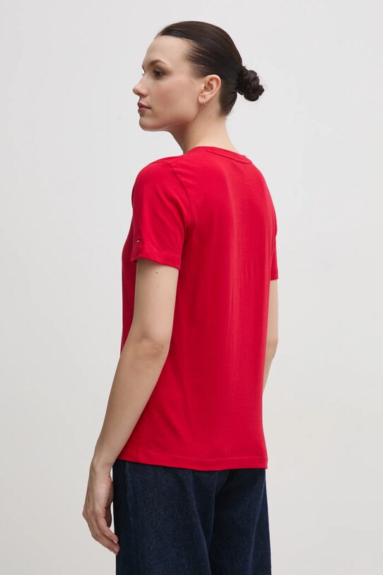 Bavlněné tričko Tommy Hilfiger WW0WW40276 červená SS25