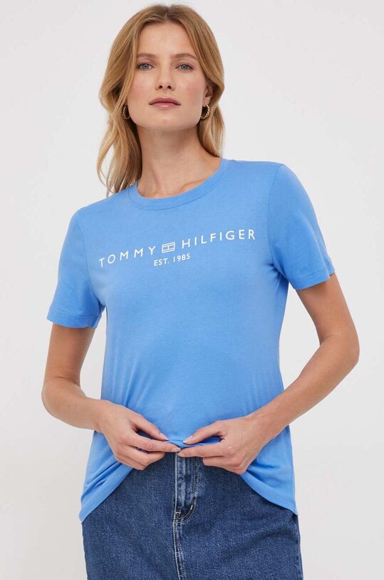 Tommy Hilfiger tricou din bumbac print albastru WW0WW40276