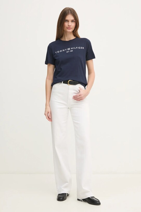 Tommy Hilfiger tricou din bumbac WW0WW40276 bleumarin SS25
