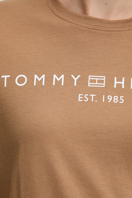 Tommy Hilfiger pamut póló barna WW0WW40276