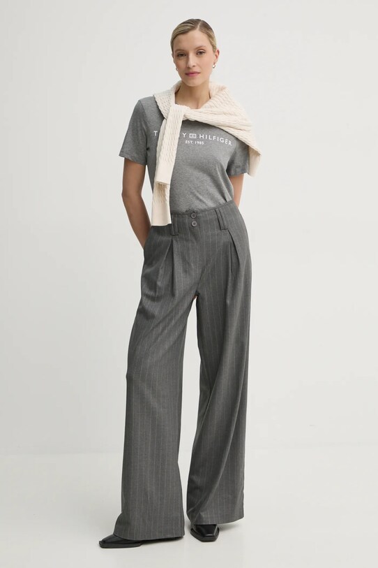 Бавовняна футболка Tommy Hilfiger WW0WW40276 сірий SS25