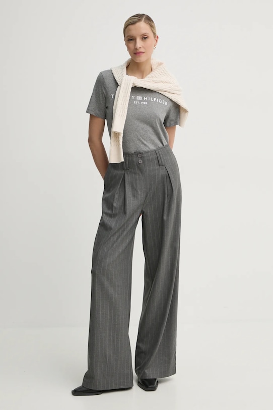 Бавовняна футболка Tommy Hilfiger WW0WW40276 сірий AW25