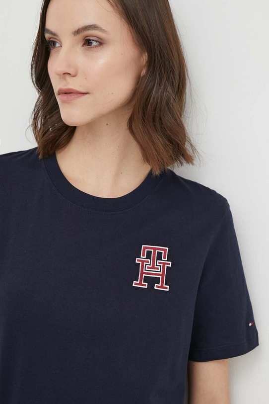 Bavlnené tričko Tommy Hilfiger WW0WW40837 tmavomodrá AW23