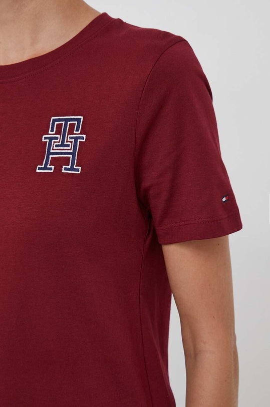 Tommy Hilfiger pamut póló WW0WW40837 burgundia