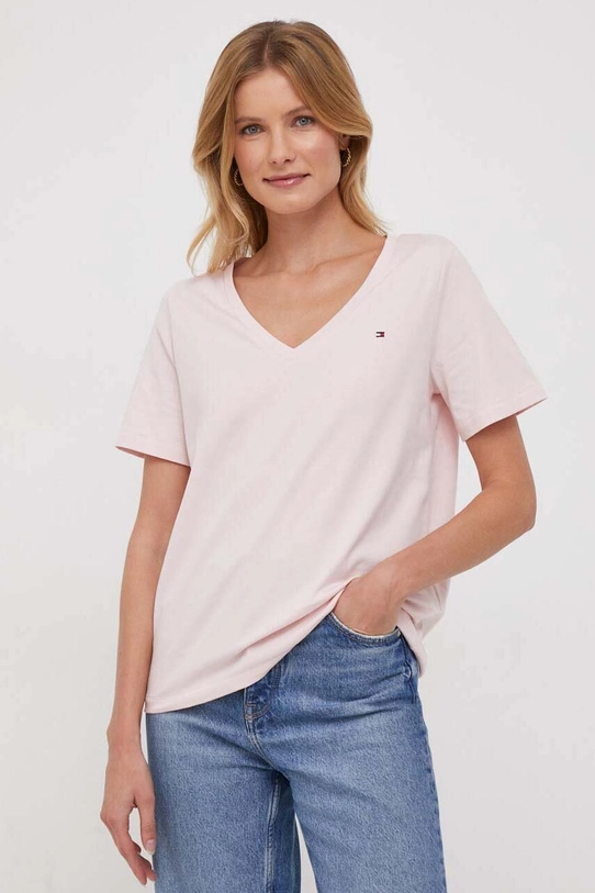 Tommy Hilfiger t-shirt bawełniany bawełna różowy WW0WW39781