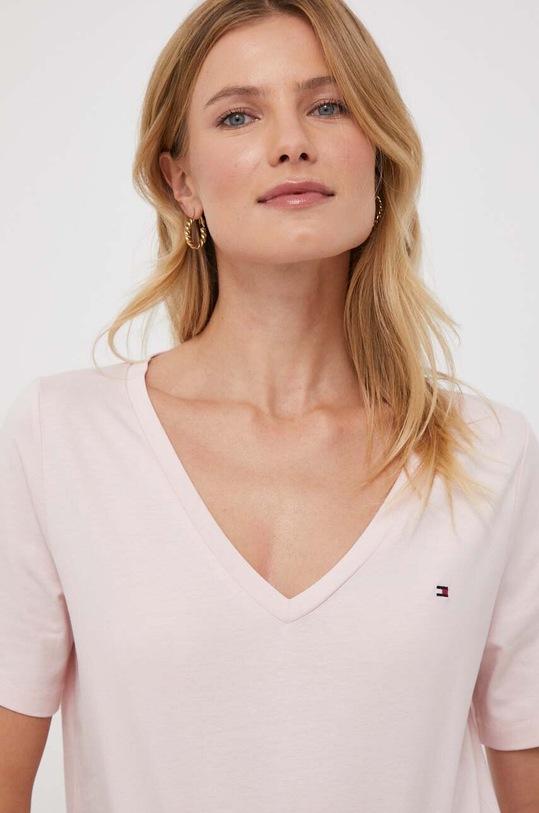 Tommy Hilfiger t-shirt bawełniany WW0WW39781 różowy AW24
