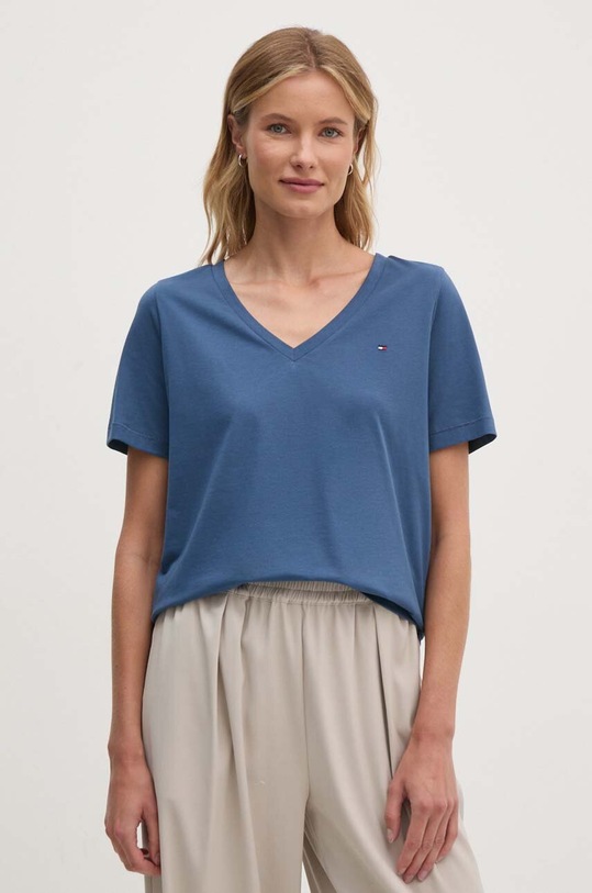 Bavlnené tričko Tommy Hilfiger modrá WW0WW39781