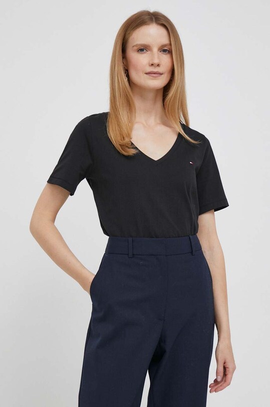 Хлопковая футболка Tommy Hilfiger WW0WW39781 чёрный AW24