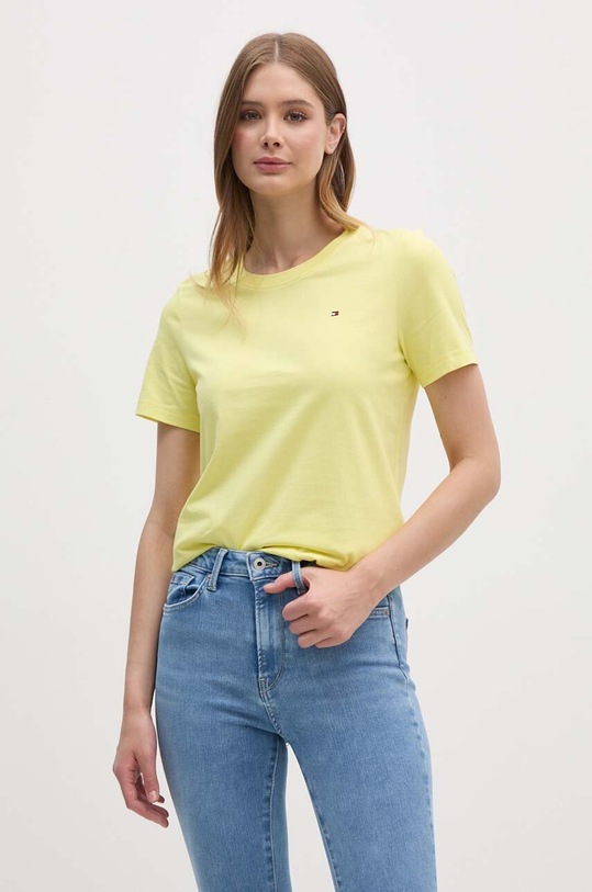 Tommy Hilfiger t-shirt bawełniany żółty WW0WW39848