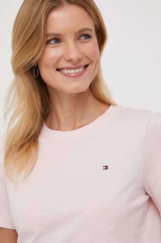 Bavlnené tričko Tommy Hilfiger WW0WW39848 ružová AW24