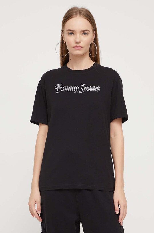 Tommy Jeans t-shirt bawełniany nadruk czarny DW0DW16452