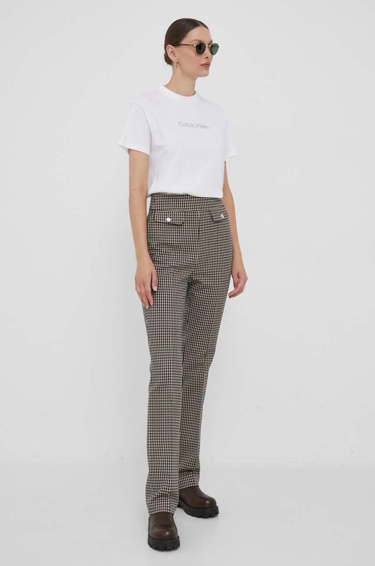 Βαμβακερό μπλουζάκι Calvin Klein K20K206814 μπεζ AW23