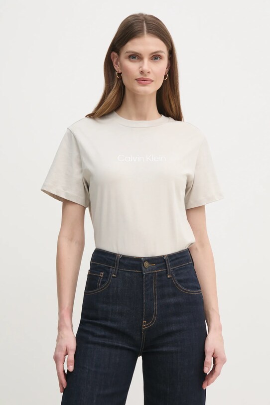 Bavlnené tričko Calvin Klein relaxed béžová K20K205448